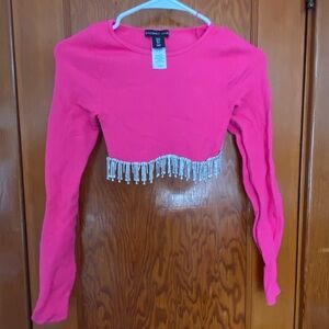 Sincerely Jules Pink Crop Top with Fringe